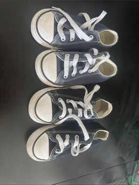 Kids Canvas Lace-Up Sneakers in Navy Blue size 7 and Black size 8